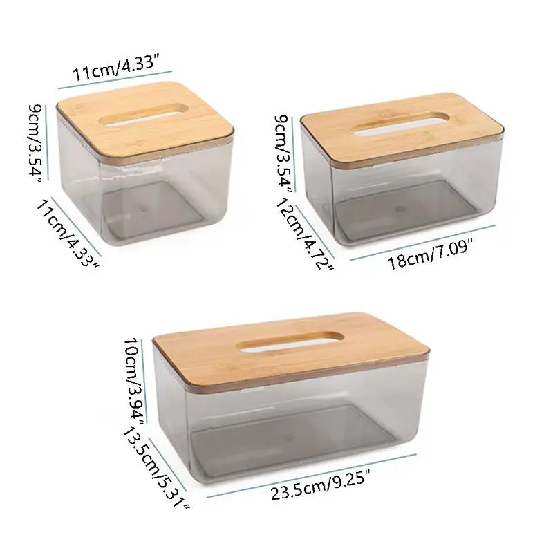 Caja de pañuelos con tapa de madera – Soporte de bambú y plástico 🌿🌿