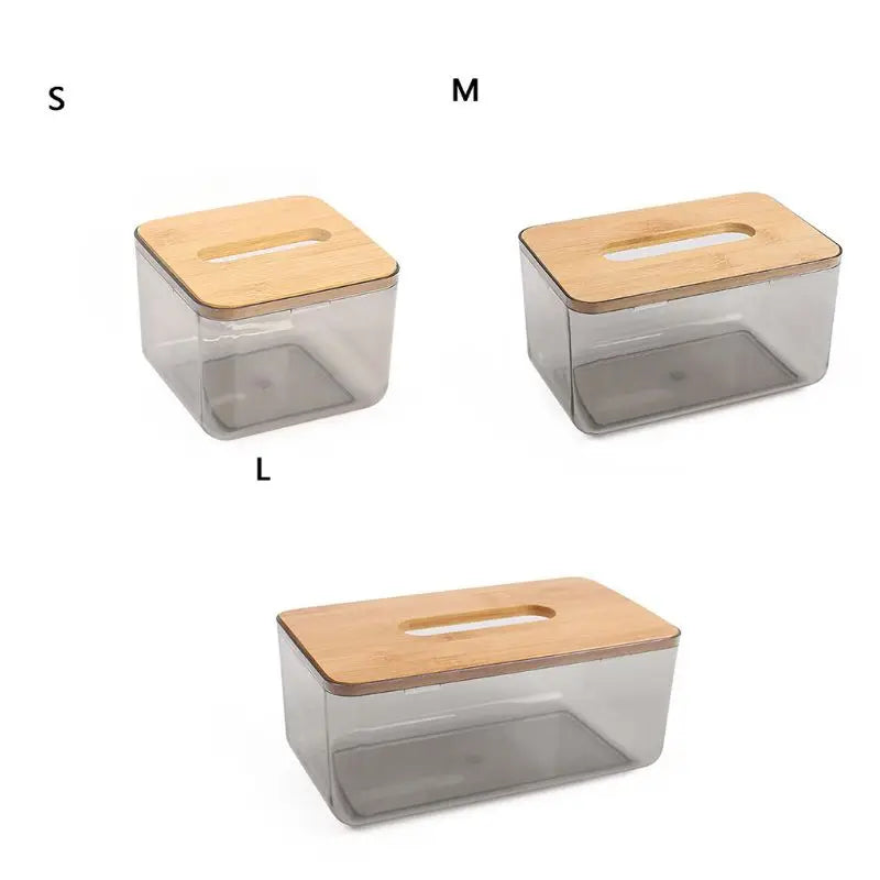 Caja de pañuelos con tapa de madera – Soporte de bambú y plástico 🌿🌿