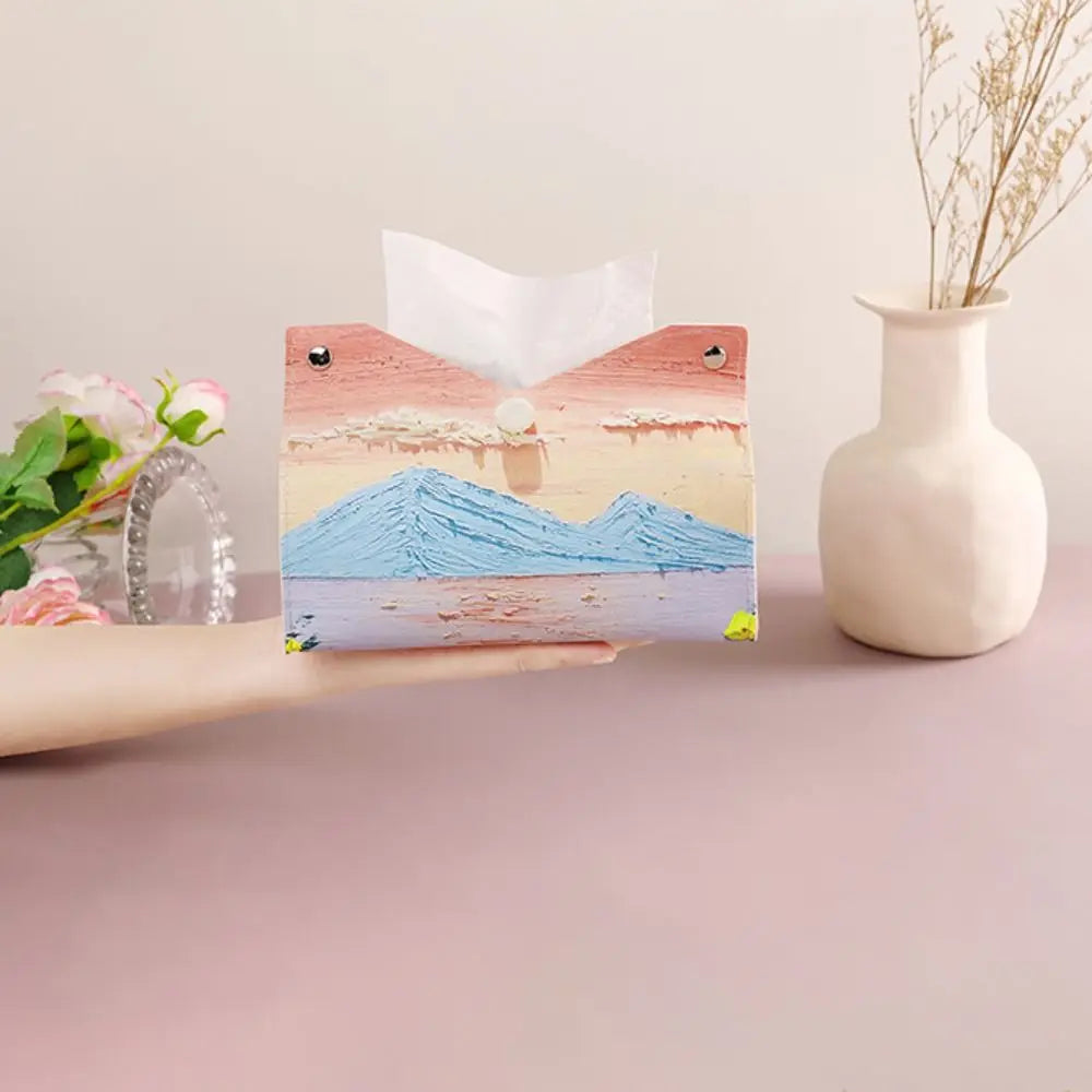 🎀 Caja de Pañuelos de Cuero Rosa Creativa – 🎀 Almacenaje Duradero para Toallas de Papel
