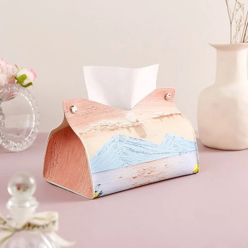 🎀 Caja de Pañuelos de Cuero Rosa Creativa – 🎀 Almacenaje Duradero para Toallas de Papel