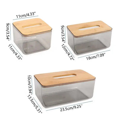 Caja de pañuelos con tapa de madera – Soporte de bambú y plástico 🌿🌿