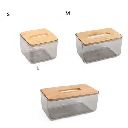 Caja de pañuelos con tapa de madera – Soporte de bambú y plástico 🌿🌿