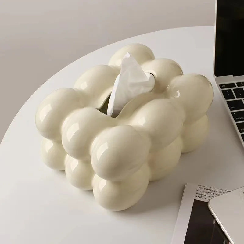 🌸 Soporte de Pañuelos de Cerámica con Cajón – Organizador de Servilletas y Toallas de Papel 🌸
