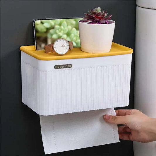 🚿Soporte de Papel Higiénico a Prueba de Agua – Montaje en la Pared con Caja de Almacenamiento