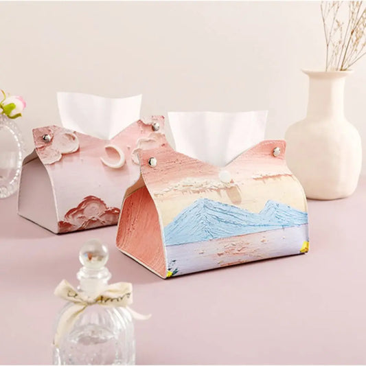 🎀 Caja de Pañuelos de Cuero Rosa Creativa – 🎀 Almacenaje Duradero para Toallas de Papel